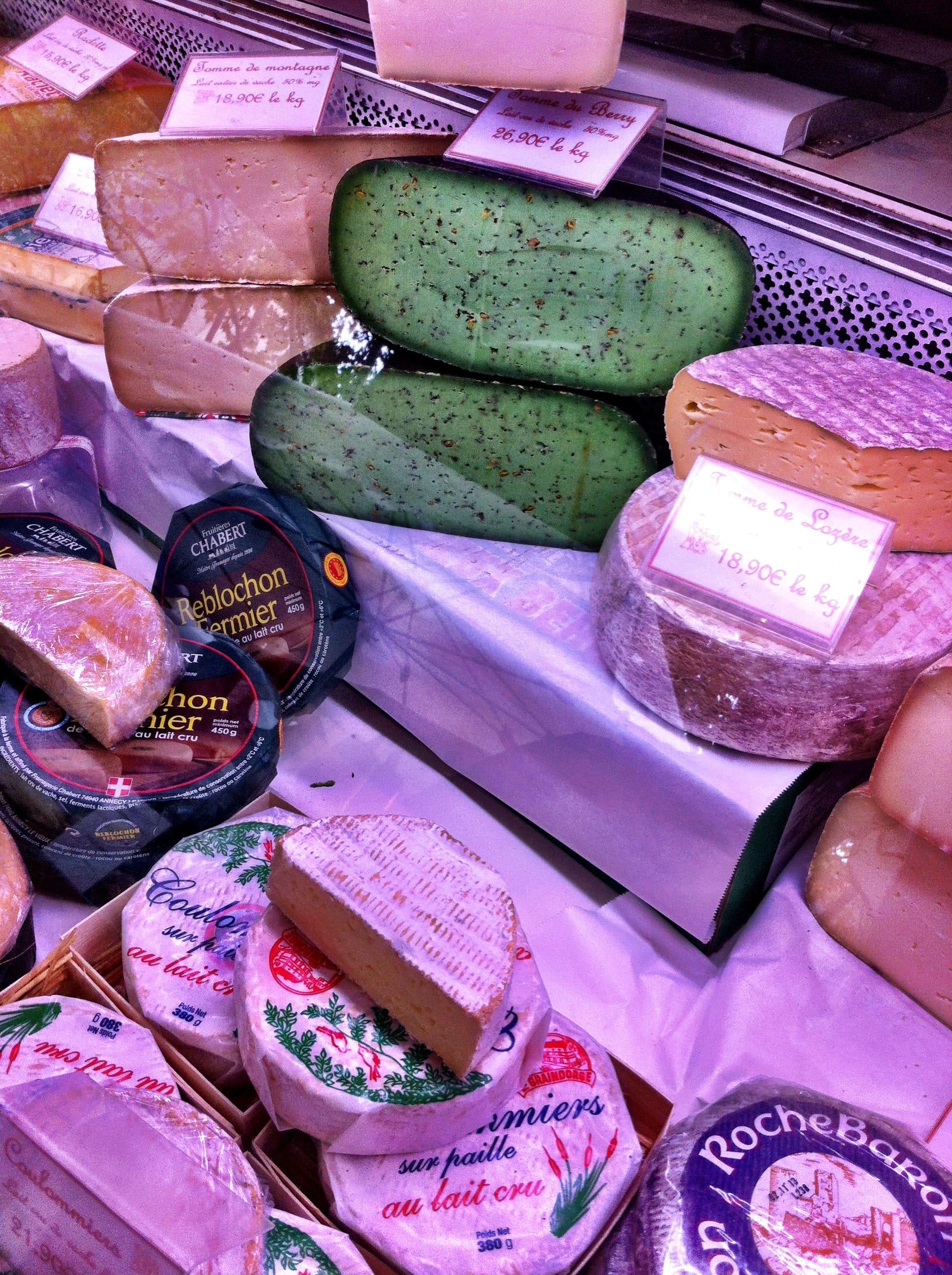 Cheese selection from Claude at the Saturday Market, Uzes