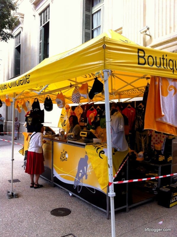 Boutique with Tour de France branded merchandise