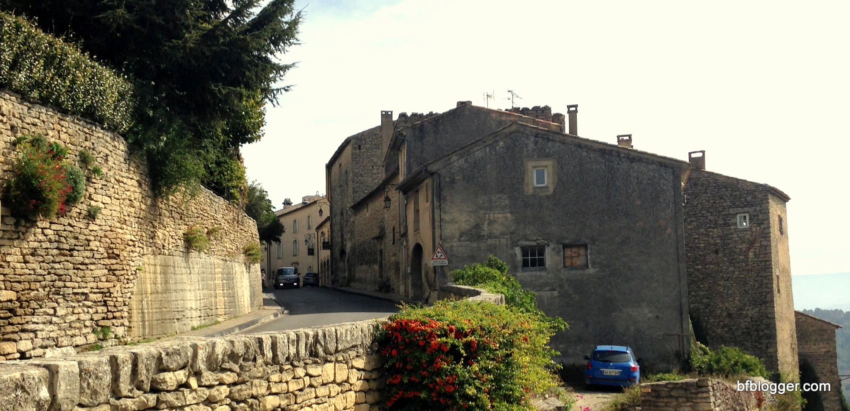 Narrow streets with stone walls and houses