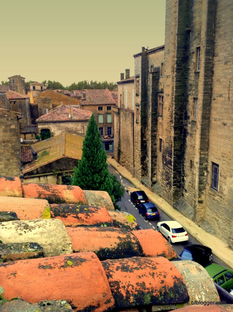A view of the street without Saturday Market crowds and vendors.