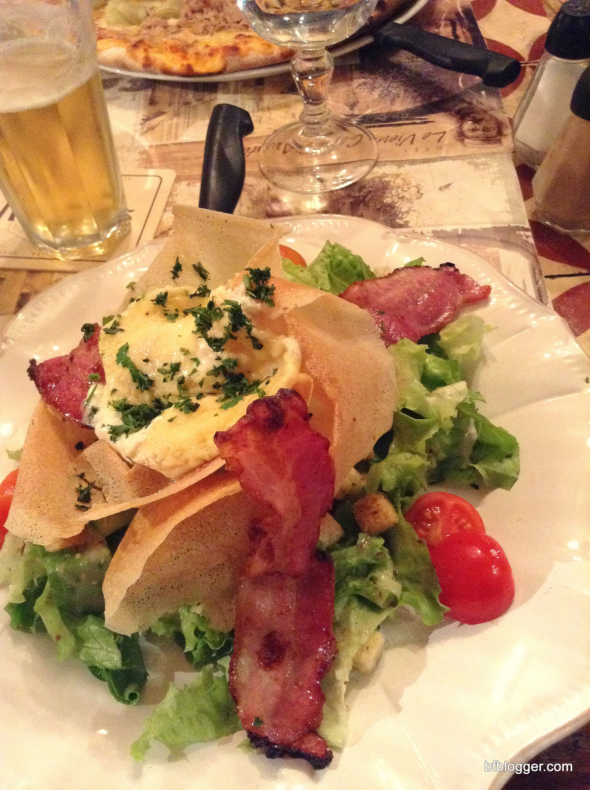 Fresh Greens with Lardon and Goat Cheese in Uzes, France