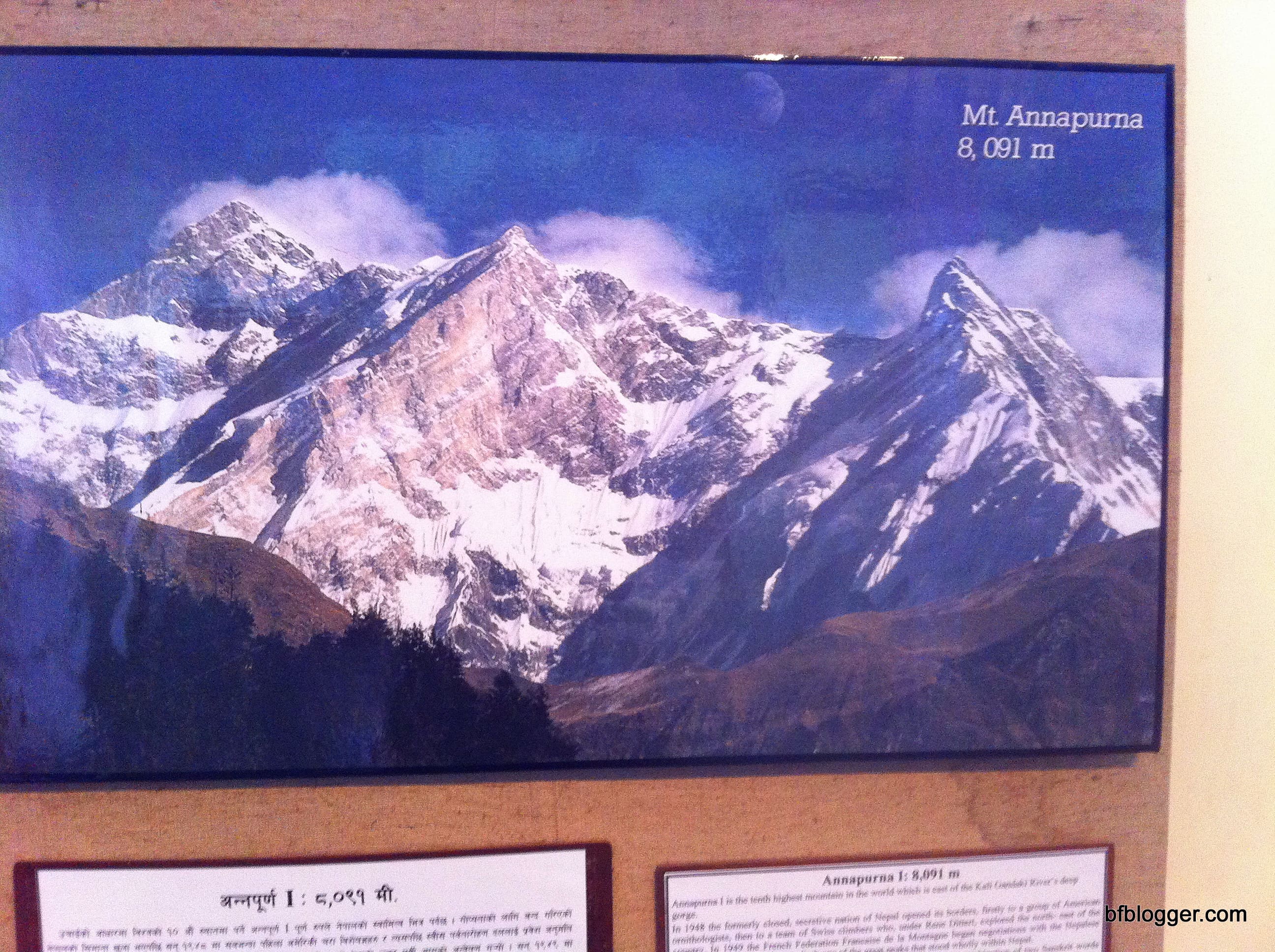 Mt. Anapura poster at the Mountain Museum on the way to our trekking lodge