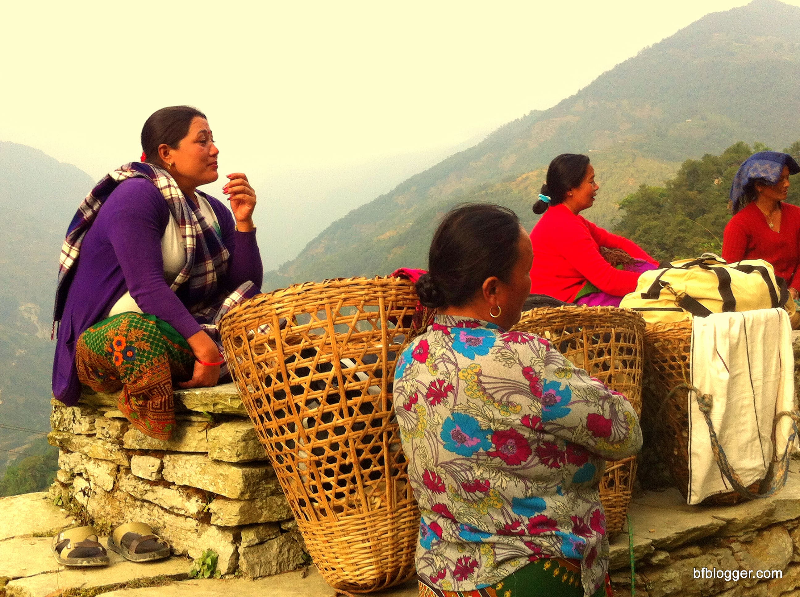 Mountain women porters for trek in the western Himalayas