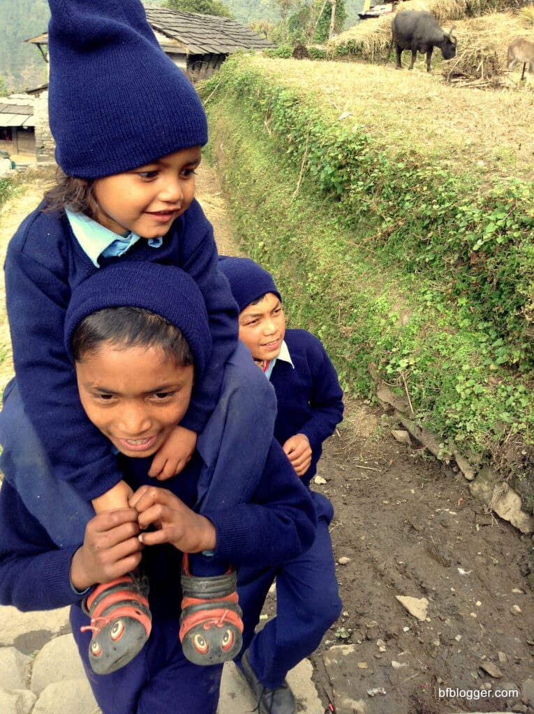 Children on the way to faraway school