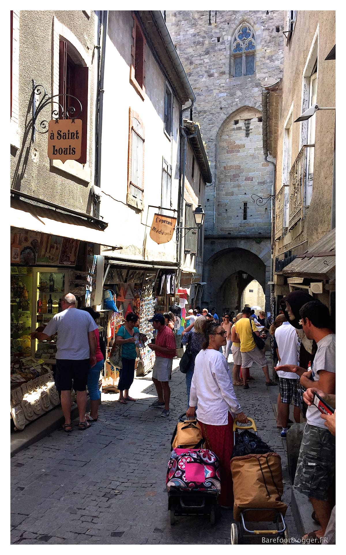 Inside the stone walls at Carcassonne