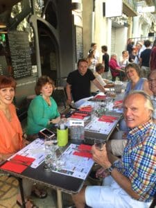 Friends dining in Uzes France