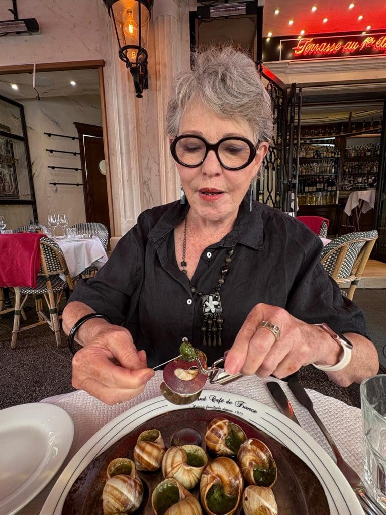 eating escargot in France